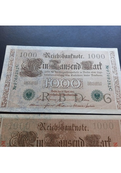 1919 Almanya 1000 Mark - Yeşil/kırmızı Mühür Takım Ççt Para - 3996366b2bfe5d8786