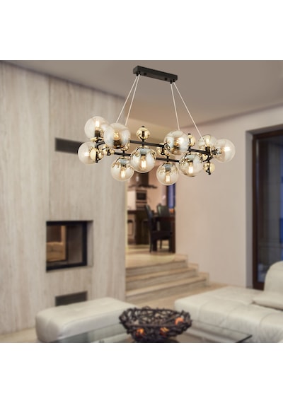 Lorento 12Li Dikdörtgen Gold Modern Cafe,Restoran Için Uygun Retro Salon Avize