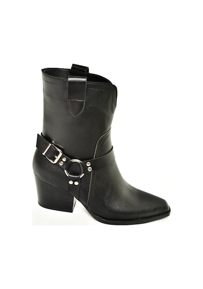 Fox Shoes T296094009 Siyah Kovboy Model Kalın Tabanlı Kadın Bot Siyah