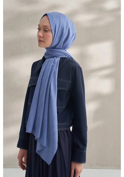 Armanda Krep Jakar Prizma Desen Şal - 70 X 190 İndigo