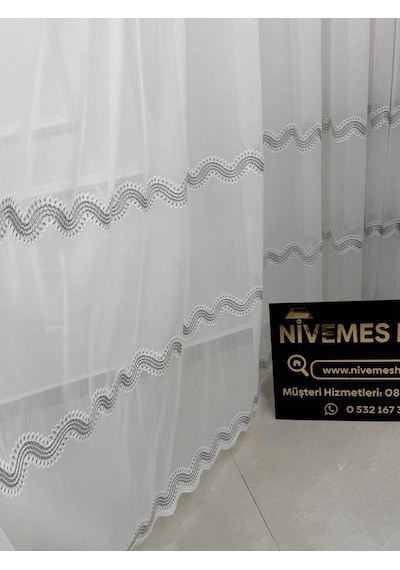 Nivemeshome Perlina Gümüş 1/2,5 Pileli Tül Perde Apm Gümüş