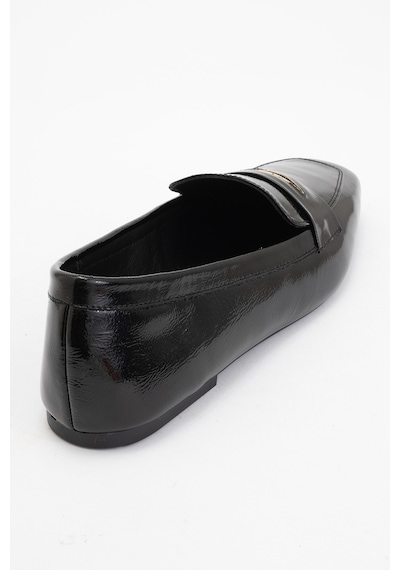 Luvishoes Luvi Shoes Irıdessa Siyah Rugan Hakiki Deri Tokalı Küt Burun Kadın Loafer Ayakkabı SİYAH RUGAN