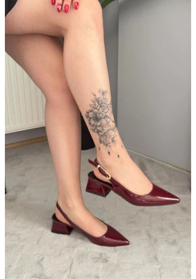 Castle Black Ac35426 Kısa Topuklu Arkası Açık Stiletto Ayakkabı Bordo
