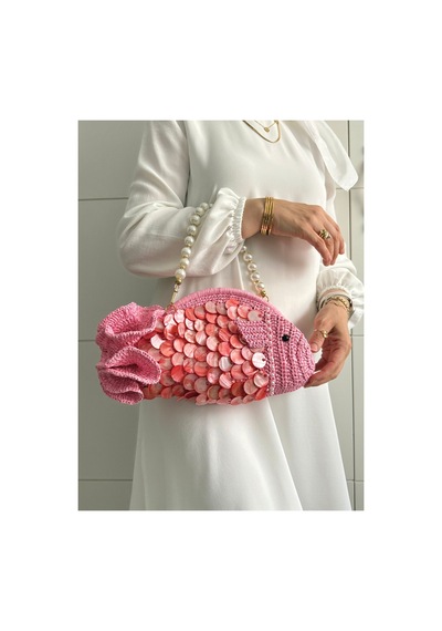 Bolca Emek El Yapımı Pullu Balık Tasarım Kadın Çanta Pembe - 916401767 Pembe - 916401767 Pembe