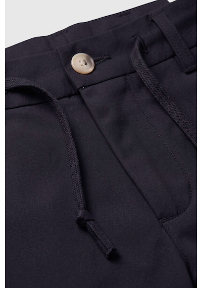 Deepsea Erkek Koyu Lacivert Slim Fit İpli Kumaş Pantolon Dar Kesim Esnek Smart Casual 2601100