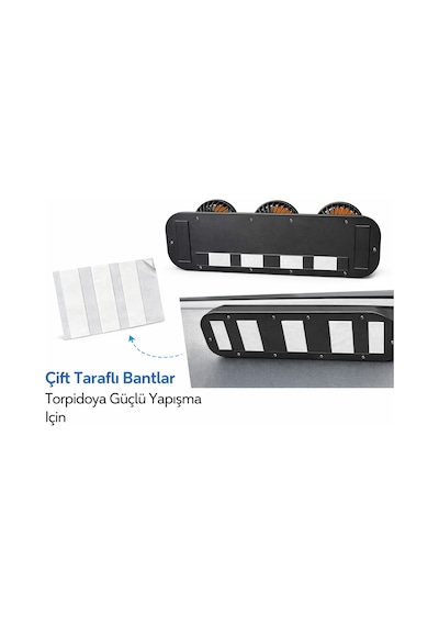 Mega Oto Market Araç İçi Torpido Üstü 360 Döner Başlıklı Üç Fanlı Oto Pervane - Usb Girişli Koku Hazneli