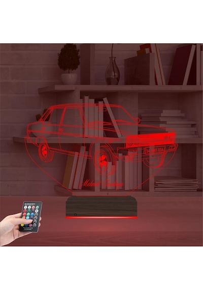 Luvivia Fiat Tofaş Şahin Tofaşk Araba Kişiye Özel 3d Lamba - Masa Gece Lambası Şeffaf