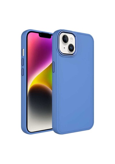 Apple Uyumlu iPhone 14 Kılıf Metal Çerçeve Ve Buton Tasarımlı Silikon Zore Luna Kapak Lavendery Gray