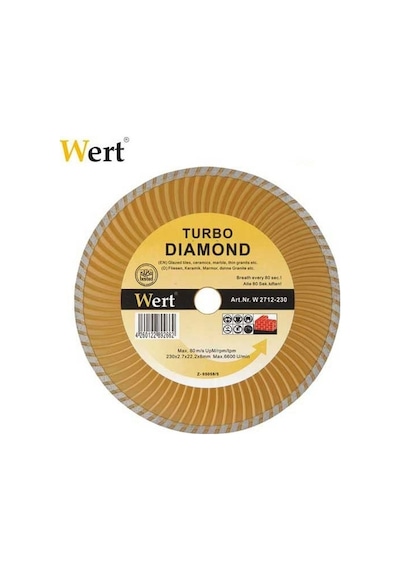 Wert 2712-180 Turbo Kanallı Elmas Testere 180  MM