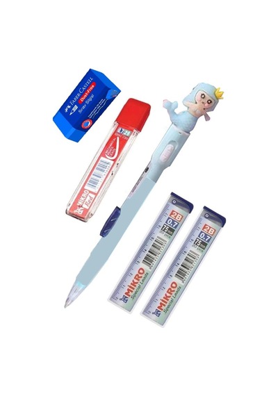 Işıklı Deniz Kızı Uçlu Kalem Seti Mavi 0.7 Mm 1 Paket Denizkızı Başlıklı Versatil Kalem Süslü Silikonlu Hediyelik Kalem Mavi