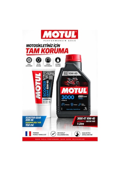 Motul 3000 10w-40 4t 1l + Scooter Gear 80w-90 Motor Ve Şanzıman Yağı Seti