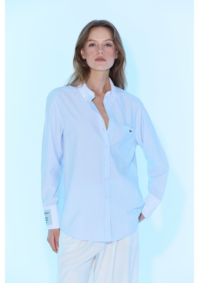 Sagaza Studio Ss6025 Selita Oversıze Gömlek Bebe Mavisi
