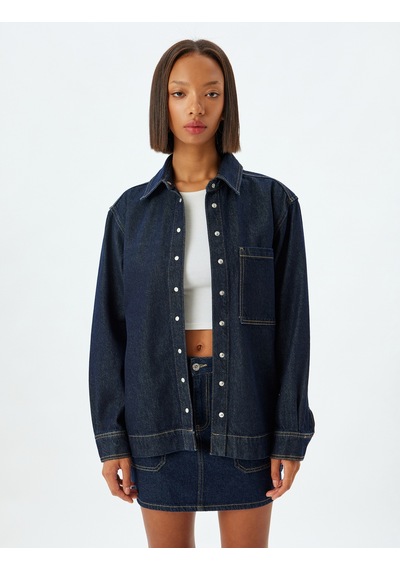Koton Kot Gömlek Oversize Klasik Yaka Dikiş Detaylı Cepli Çıtçıt Düğmeli Koyu İndigo 5wal60018md İndigo Koton Kot Gömlek Oversize Klasik Yaka Dikiş Detaylı Cepli Çıtçıt Düğmeli Koyu İndigo 5wal60018md İndigo