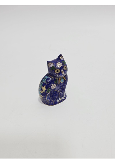 Antika Cloisonne Minyatür Kedi 6,7x4,2cm 149