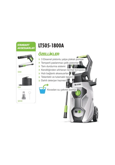 Lutıan Lt505-1800a Basınçlı Yıkama Makinesi 1800w 150bar