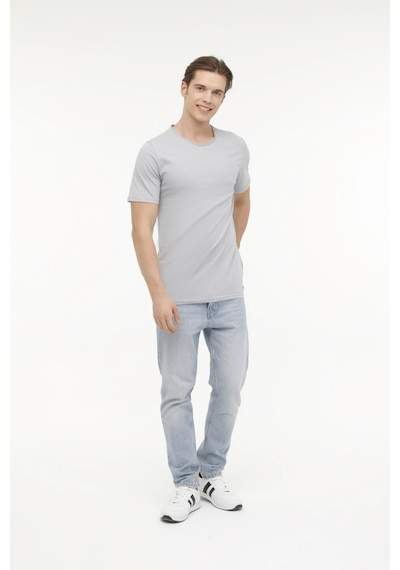 Kinetix M-Sn234 Bsc Raw Edge 4Fx Grı Erkek Kısa Kol T-Shirt 000000000101533125