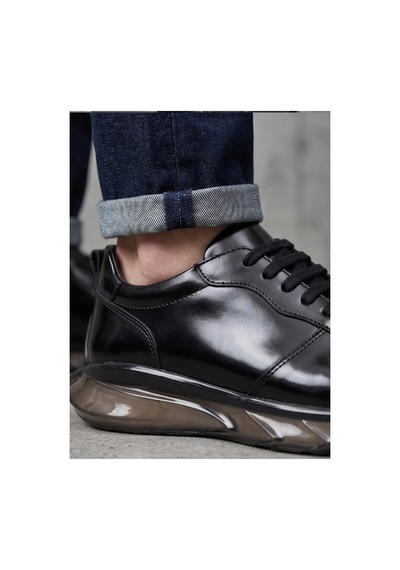 Crc Ayakkabı Premium Hakiki Deri Siyah Erkek Comfort Sneaker Bağcıklı Ayakkabı