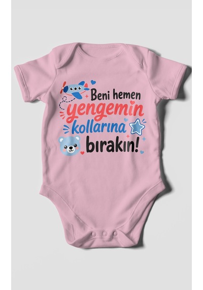 Morivokids Yengeye Özel Kısa Kollu Bebek Body %100 Pamuk Zbn150-kk Koyu Pembe