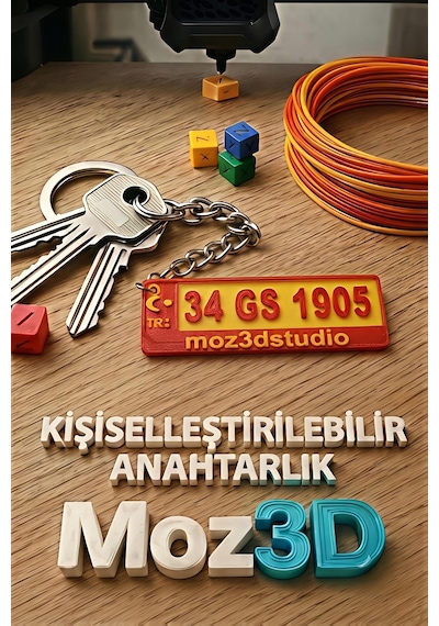 Kişiye Özel Sarı Kırmızı Plaka Anahtarlık