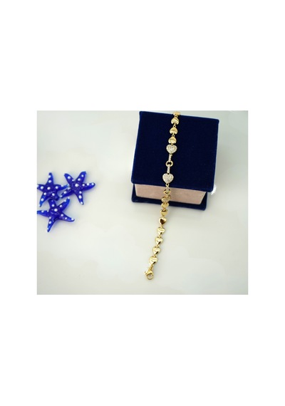 Biem Taşlı Büyük Kalpli Xuping Bileklik Gold/gümüş