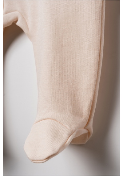 Babycosy Organic Wear %100 Organik Pamuk,2 Li Bebek Patikli Tulum,uzun Kollu,çıtçıtlı Set,bebek Ve Yenidoğan Serisi,unisex Krem