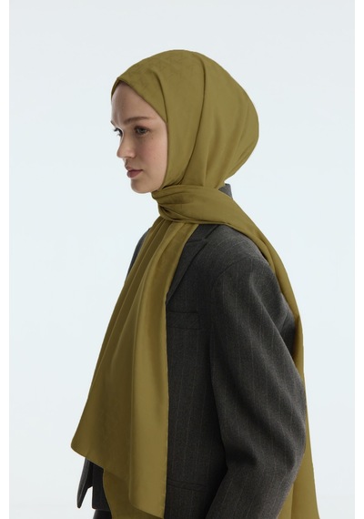 Mirsoy Scarf İpeksi Jakar Şal Mira Desen Yağ Yeşili