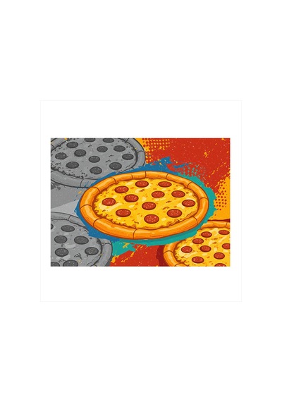 Peynirli Pizza Çizimi Mdf Tablo