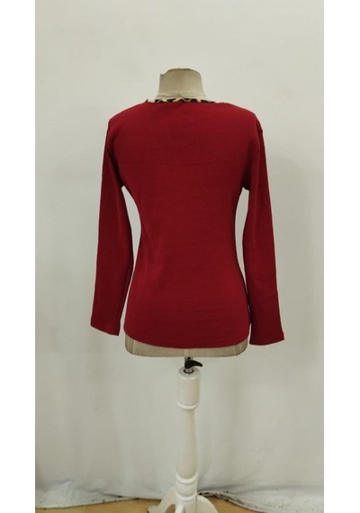 Butik İstanbul Kadın Uzun Kollu V Yakalı Kaşkorse Bluz Kırmızı