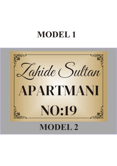 Apartman Isim Tabelası , Aliminyum Aynalı Metal Levha , 19x26cm