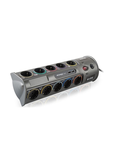 S-Link Swapp SP10AF_USB 3.1A 1.5MM2 Akım Korumalı Priz 10'lu 1.8 M Gri