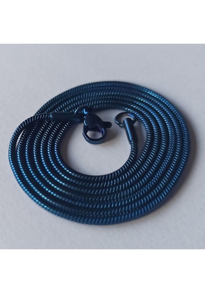 Snake Yılan Model Mavi Erkek Çelik Kolye Zincir Yuvarlak Model (533604248) Çelik