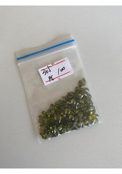 Armut Kesim Sentetik Taş 3x5mm 100 Adet Zeytin Yeşili