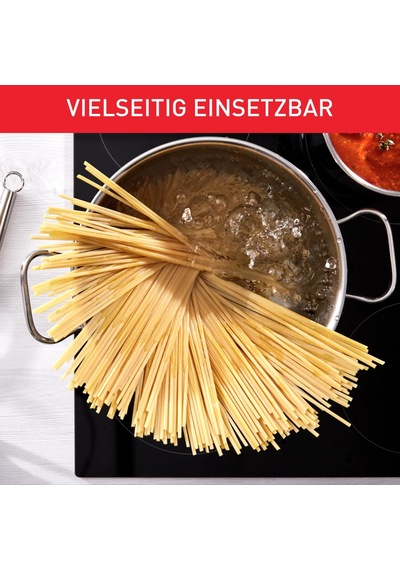 Tefal A70546 Duetto Tencere 24cm İndüksiyona Uygun Bulaşık Makinesinde Temizlenmesi Kolaydır Ölçme Ölçeği Dökme İçin Cam Kapak Paslanmaz Çelik Siyah