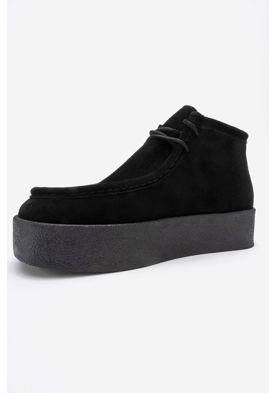 Luvishoes Luvi Shoes Melıa Siyah Süet Hakiki Deri Kadın Bilekte Bot Siyah