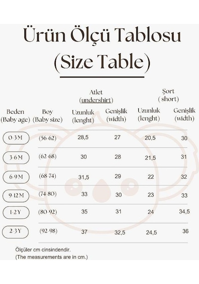Oh La La Koala İndigo Çizgili Atlet Şort Takım Krem
