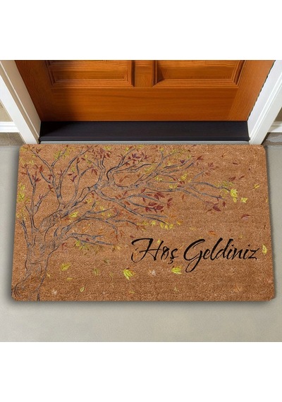 Valerine Life Yaprak Dökümü Ağaç Temalı Hoş Geldiniz Kapı Önü Paspası 45x70cm
