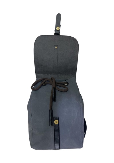 Old Cotton Cargo Vintage Kanvas Tek Bölmeli Büzgülü Kapaklı Disayn Gezi Kamp Okul Günlük Sırt Çantası 24x35cm Gri