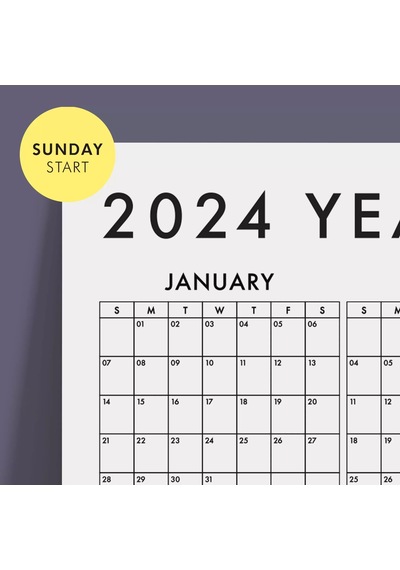 Amerikan Standardı 2026 Takvim, 2026 Yıllık Planlayıcı Duvar Takvimi, Sunday Start