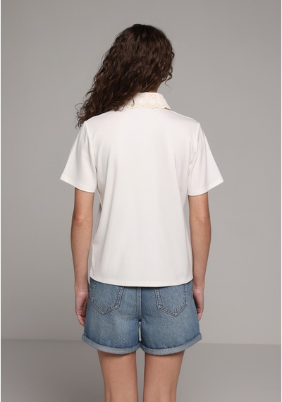 Colin's Colins Regular Fit Polo Yaka Düz Kadın Beyaz Kısa Kol Tişört Cl1082277 Q1.v2 Ofw