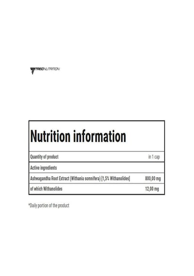 Trec Nutrıtıon Ashwaganda 800 Plant Adaptogen / 60 Caps