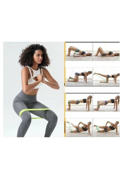 2'li Set Direnç Bandı 60 Cm X-hafif - Orta Pilates Egzersiz Yoga - Mini Loop Band Sarı - Yeşil