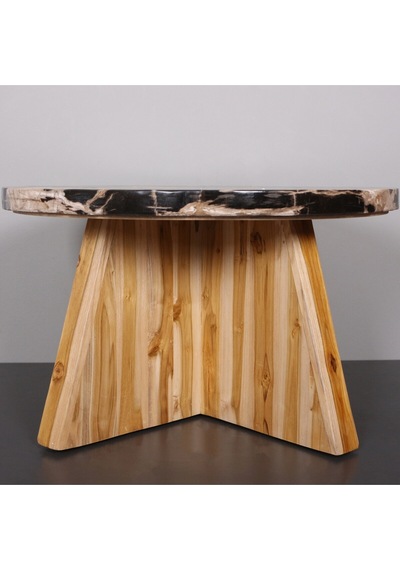 Nurıa Fosil Ağaç & Teak Sehpa 60x37x60 Cm Bej