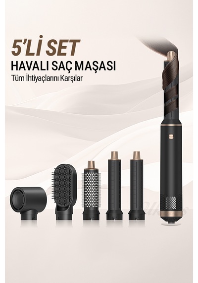 VeryFit WT638 5 in 1 Hava Üflemeli Saç Düzleştirici Şekillendirici ve Saç Kurutma Fön Makinesi Bakım Seti