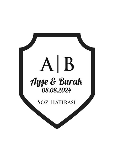 Köşeli Üst Kalkan Mühür Kına Nişan Düğün 3x3 Cm Özel Etiket / 50 Adet Sticker Beyaz