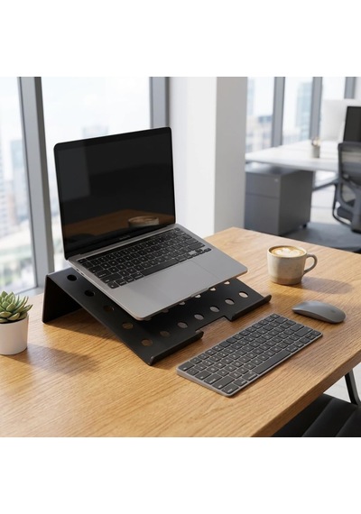 Lexroo Metal Laptop Standı, Siyah Dizüstü Bilgisayar Yükseltici Stand