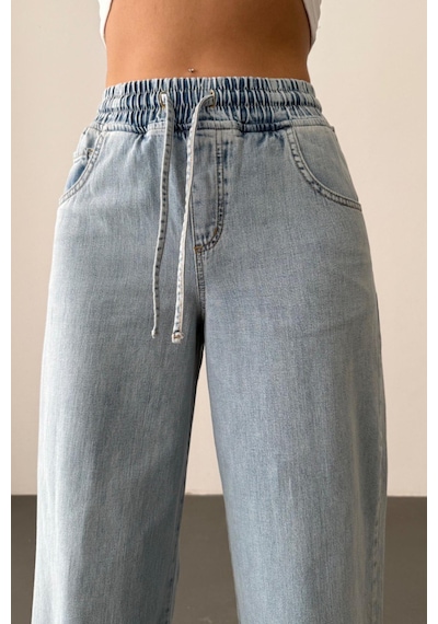 Lacarino 7970 Palazzo Kadın Jean Pantolon Lıght Blue