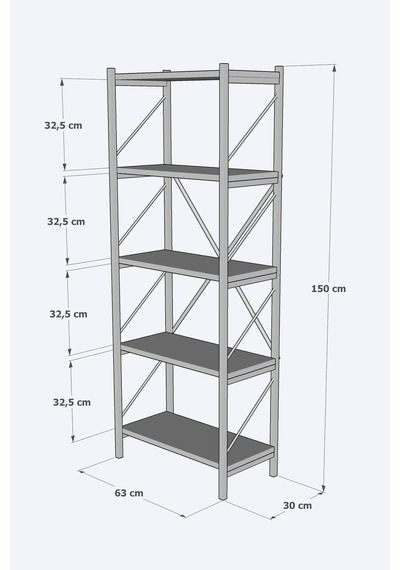5 Raflı Metal Mutfak Düzenleyici Raf Metal 5 Raflı Kitaplık Mutfak Rafı Baharatlık Beyaz 150 Cm Beyaz