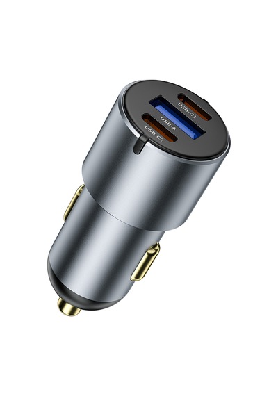 Wiwu Wi-cc032 Nano Pro Dual Type-c + Usb-a Hızlı Şarj Akım Korumalı Araç Şarj Aleti Pd Qc3.0 60w Gri