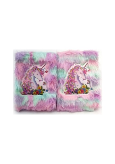 Çiçekli Unicorn Tasarımlı Peluş Hatıra Defteri - Pg42 Çok Renkli