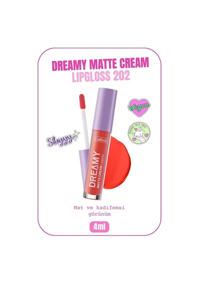 Callista Dreamy Matte Cream Lipgloss Mat Görünümlü Dudak Parlatıcısı - 202 Sun - Turuncu